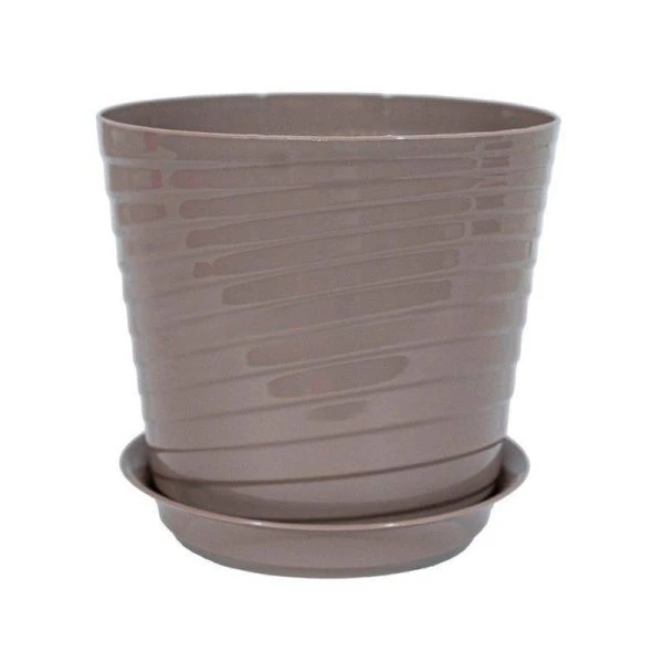Горшок цветочный 750мл d11см пластик ВЕРОНА с поддоном фраппе PL0390 (14)