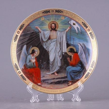 яяяТарелка декоративная настенная 18см с подставкой ВОСКРЕСЕНИЕ ХРИСТОВО (48)