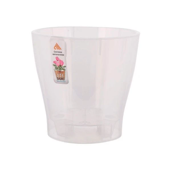 Горшок цветочный для орхидеи 5л пластик ЛЕЯ с автополивом прозрачный (8)