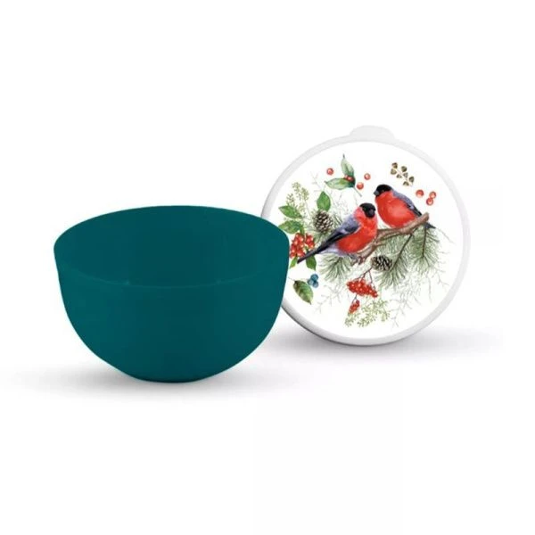Миска 600мл пластик СНЕГИРИ с крышкой (15)