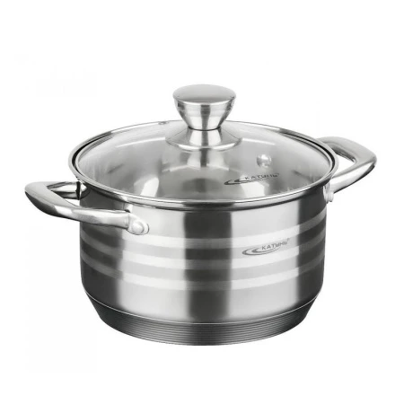 Кастрюля 1,8л нерж.сталь ЭЛИС стекл.крышка d16см h10,5см индукция KT16-d-16 (4)