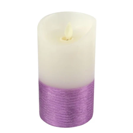 Свеча светодиодная пластик H12,5см D7,5см (на батарейках) сиреневая JC-12270 (60)