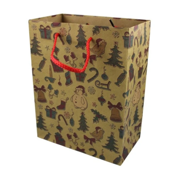 Пакет новогодний крафт 18*23*10см Любители кататься (12/240)