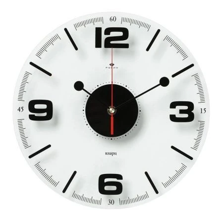 Часы настенные стекло 30см РУБИН Стиль 1 прозрачные, открытая стрелка (10)