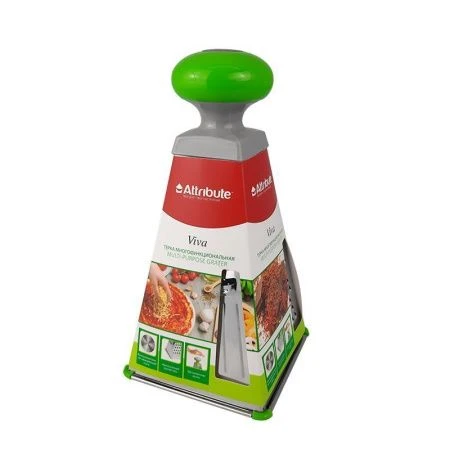 Терка 4 гранная 10,5*10,5*21см нерж.сталь VIVA серо-зеленая (24)