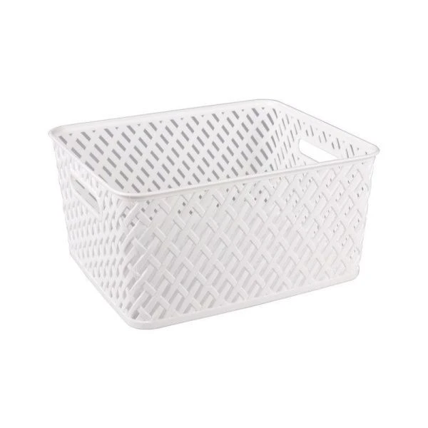 Корзина для белья 350*290*175мм пластик ПЛЕТЕНКА белая (10)
