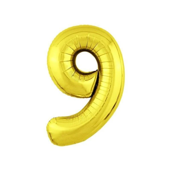 Шар фольгированный Цифра 9 золото 40" (102см) Slim (50)