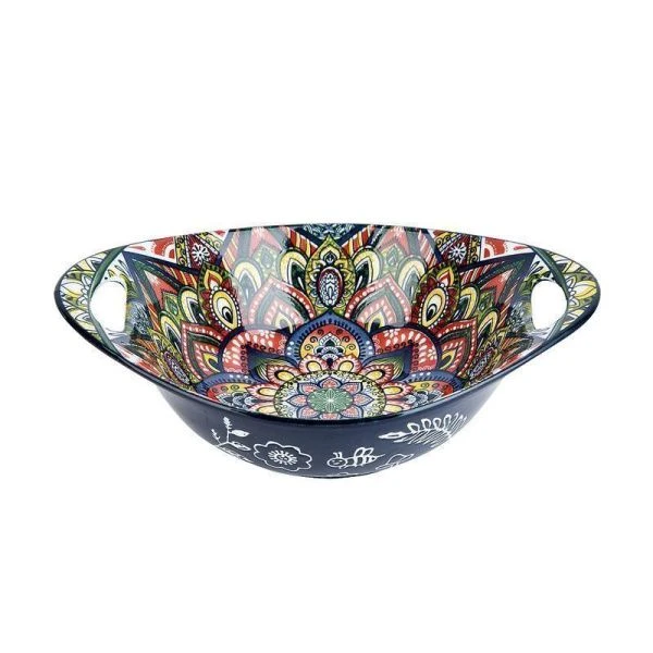 Салатник овальный с ручками 22,7*15,2*6,6см фарфор ARABESQUE синий (16)