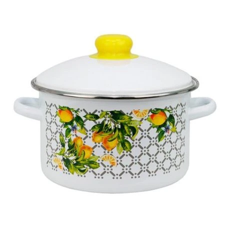 Кастрюля 3л эмаль СОРРЕНТО белая с рис. 01-Б1612-4 (4)