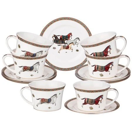 Чайный набор 12пр фарфор ЛОШАДЬ на 6 персон 250мл (8)