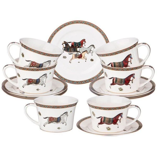Чайный набор 12пр фарфор ЛОШАДЬ на 6 персон 250мл (8)