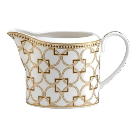 Молочник 250мл фарфор Deco бело-бежевый с золотистым кантом Круги и квадраты подар.уп. PM-0126/DECO