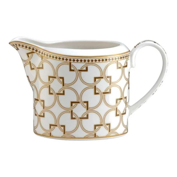Молочник 250мл фарфор Deco бело-бежевый с золотистым кантом Круги и квадраты подар.уп. PM-0126/DECO