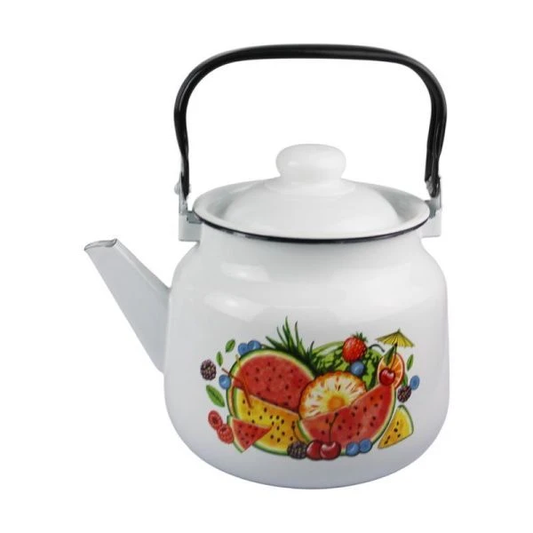 Чайник 3,5л эмаль АРБУЗ белый с рис. 01-2713/4 (4)