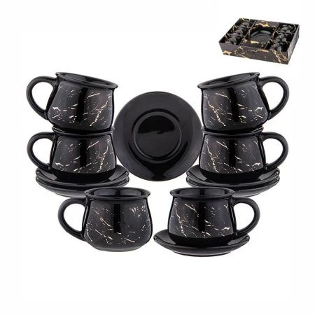 Чайный набор 12пр фарфор ЗОЛОТОЙ МРАМОР на 6 персон 270мл 13,5*12,4*7,9см