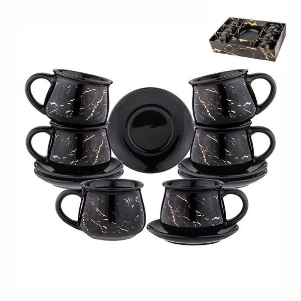 Чайный набор 12пр фарфор ЗОЛОТОЙ МРАМОР на 6 персон 270мл 13,5*12,4*7,9см
