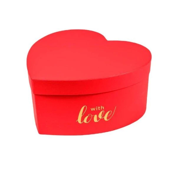 Коробка подарочная картонная 23,5*22*10,5см Сердце красный