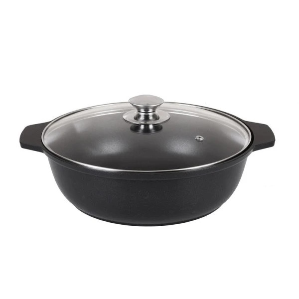 Жаровня 3л алюминий АП 2-х слойное ТРАДИЦИЯ стекл.крышка (5)