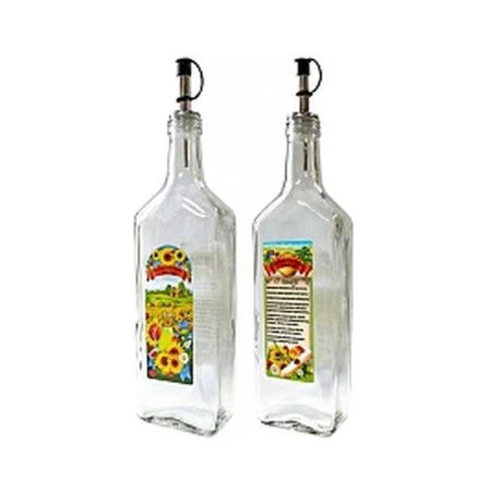 Бутылка для масла 500мл стекло с мет.дозатором ПОДСОЛНЕЧНОЕ (15)