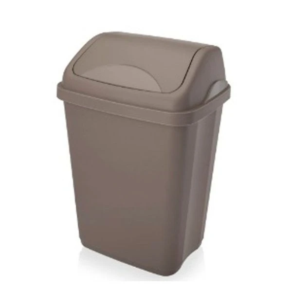 Контейнер для мусора 16л пластик Ultra с подвижной крышкой серо-коричневый 300*240*440мм (12)