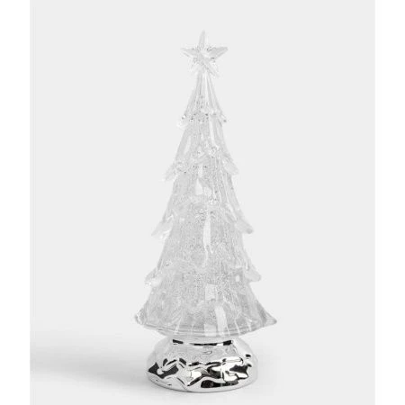 Фонарь новогодний с подсветкой 27см акрил серебристый Ель с летающими блестками Event ANLAF-YJJS2