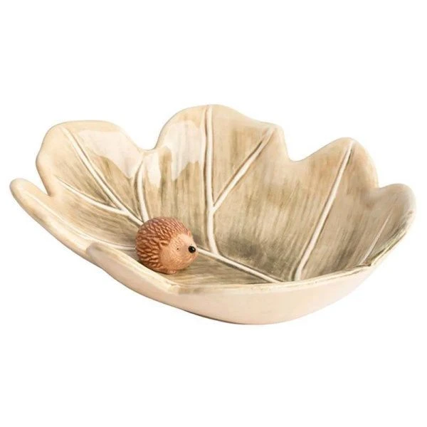 Блюдо сервировочное 20*17см керамика Еж на листе Autumn forest зеленое ANLAF-FDWS-031224-13