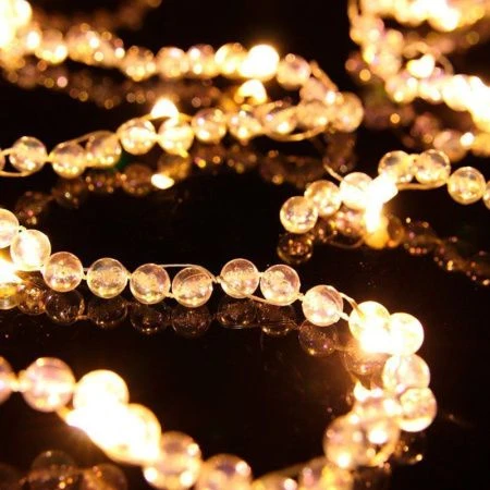 Гирлянда эл "Искрящиеся кристаллы", нить росы медь, 2.2м, 20LED, шампань, пост.свеч., 2хАА