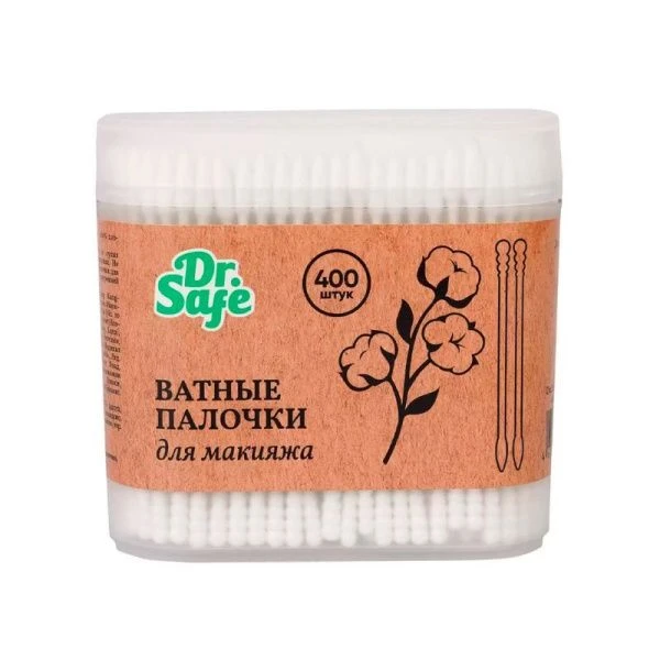 Ватные палочки хлопок DR.SAFE 400шт. спираль в пласт.боксе (6/72)