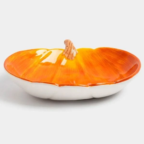 Блюдо секрвировочное 23см керамика Тыква Bright pumpkin оранжевое ANLAF-FDWS-031224-11