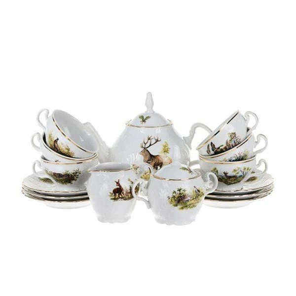 Чайный набор 15пр фарфор ОХОТА Бернадотт на 6 персон 200мл