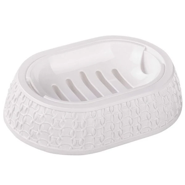 Мыльница пластик ВЯЗАНОЕ ПЛЕТЕНИЕ белая (30)