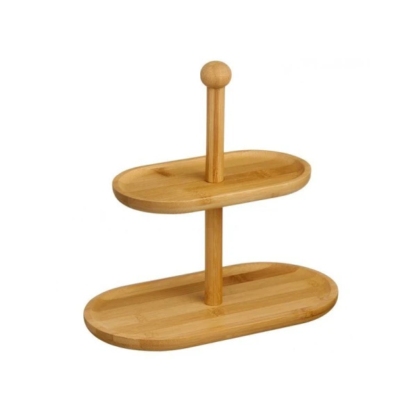 Этажерка сервировочная 2 яруса №1 27,5*15*27см бамбук КТ-КК-01 (10)