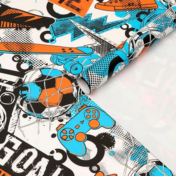 Бумага упаковочная глянцевая 70*100см Футбол (10) Бумага упаковочная глянцевая 70*100см Футбол (10)