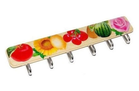 яяяВешалка с крючками ЦВЕТЫ/ФРУКТЫ Y474 (144)