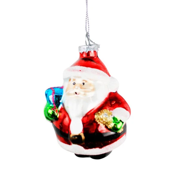 Игрушка новогодняя на елку ДЕД МОРОЗ 8*7*6,3см стекло (96) JC-17175