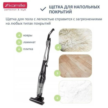 Пылесос циклонный вертикальный 600Вт щелевая насадка, щетка для пола, черный (1)