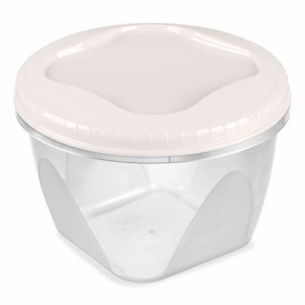 Банка для продуктов 450мл пластик ТОНДО с завинчивающейся крышкой кремовая С284КРЕМ (24)