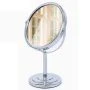 Зеркало настольное(ножка) овал с увеличением (Х2) 12,5*14/14*24см металл серебро  (48)
