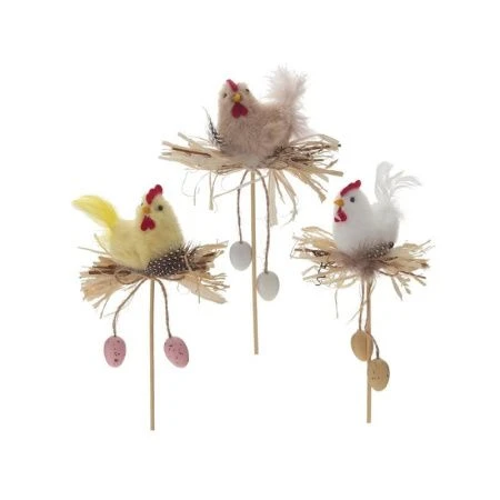 Стикер пасхальный Курица текстиль 10*6*31см, 3 вида