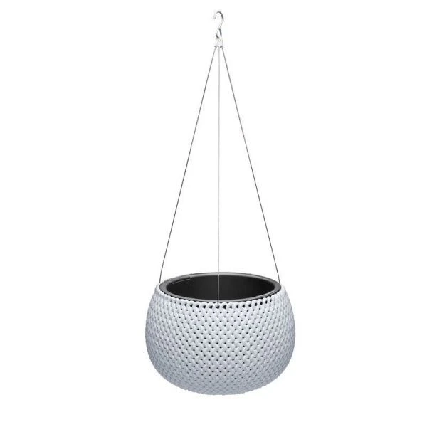 Кашпо подвесное 2,3л пластик Lace белый (6)