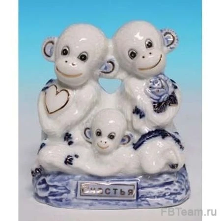 Фигурка Обезьянки фарфор 9,5*6*11см, W3808'HEN26755 (1-72)