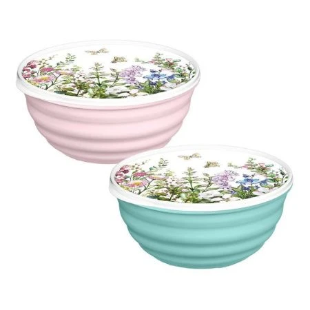 Миска с крышкой пластик 3,2л Latina с декором ЦВЕТУЩИЙ ЛУГ микс (15) 223111890/00