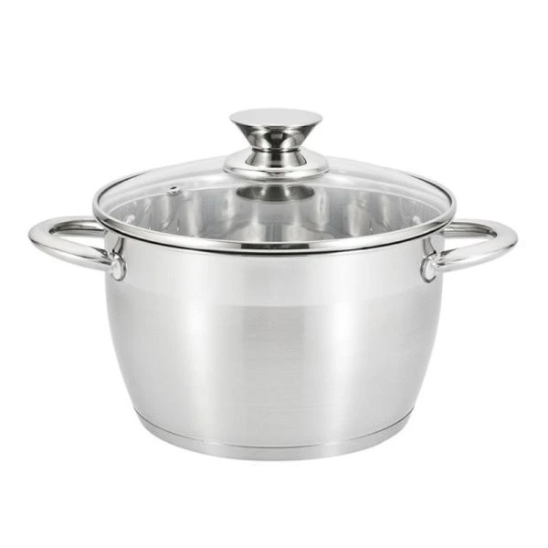 Кастрюля 4,8л h12,5см нерж.сталь со стекл.крышкой 22см (12)