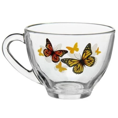 Кружка 200мл стекло Космос ЖЕЛТЫЕ БАБОЧКИ (24)