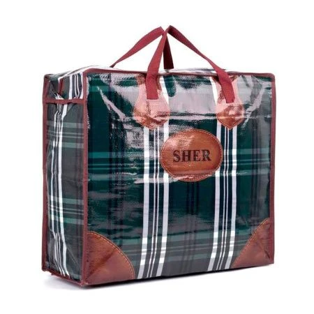 Сумка хозяйственная 53*48*29см полипропилен Клетка ПП фотопечать темная SHER 2103 (8/96)