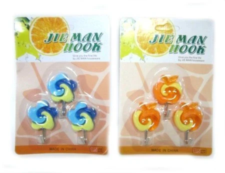 Набор крючков пластик 3шт. самоклеющиеся фигурные Звездочки-леденцы JC-363 JM-9911 (1
