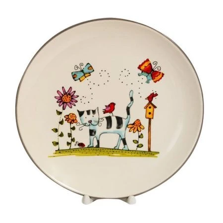 Блюдо 24см керамика ПОЛОСАТЫЙ КОТ круглое (12)