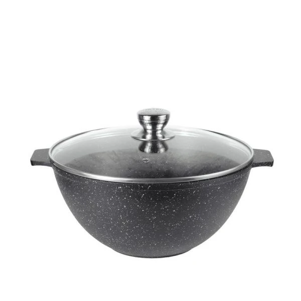 Казан для плова 6л алюминий АП Granit Perfection black со стекл.крышкой (5)