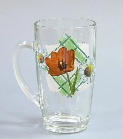 Кружка 430мл стекло Капучино ФЛИРТ розовый (20)