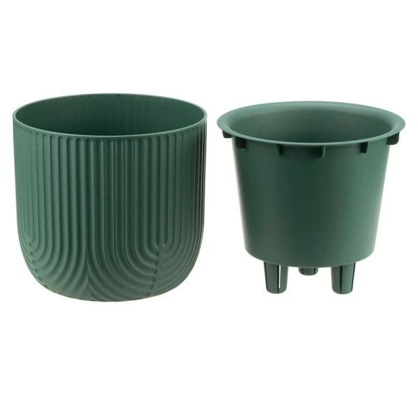 Кашпо 1л 150мм пластик РАМОНА со вставкой нефритовый (12)